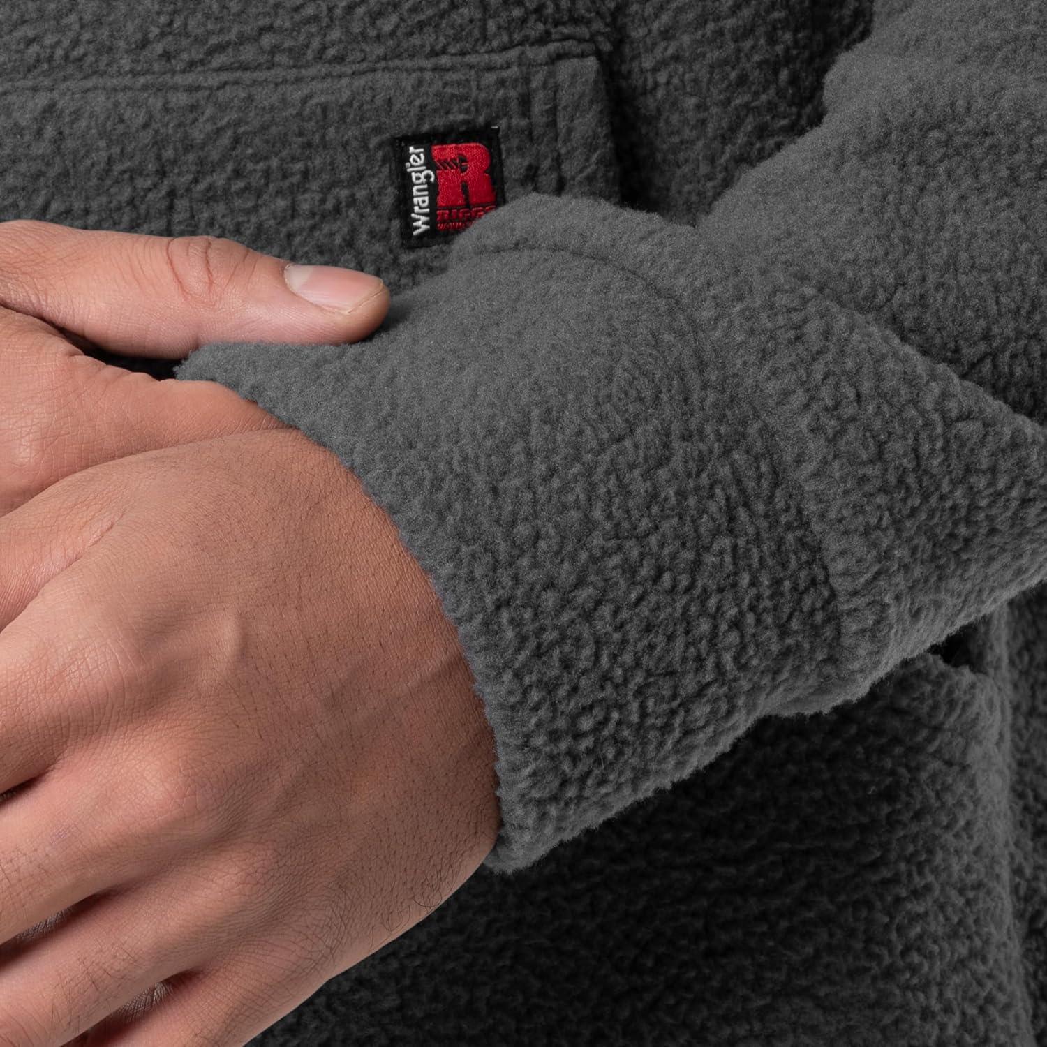 imageWrangler mens Sherpa Pullover HoodieCharcoal Grey