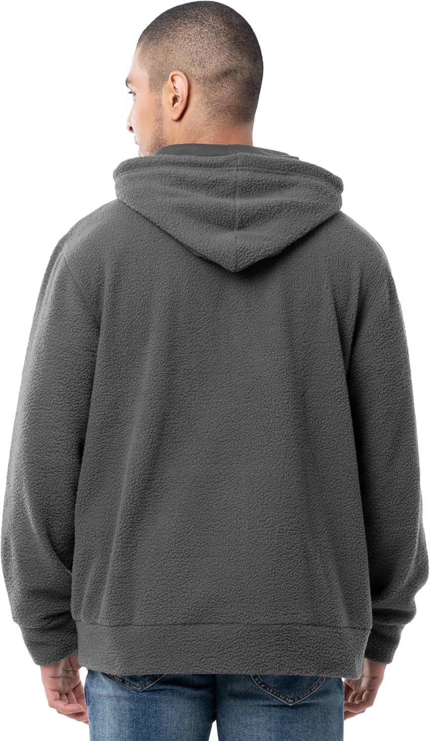 imageWrangler mens Sherpa Pullover HoodieCharcoal Grey