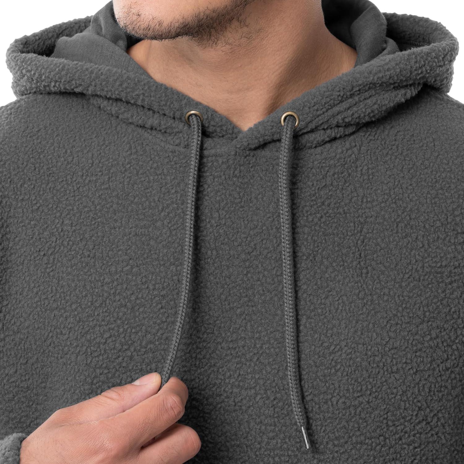 imageWrangler mens Sherpa Pullover HoodieCharcoal Grey