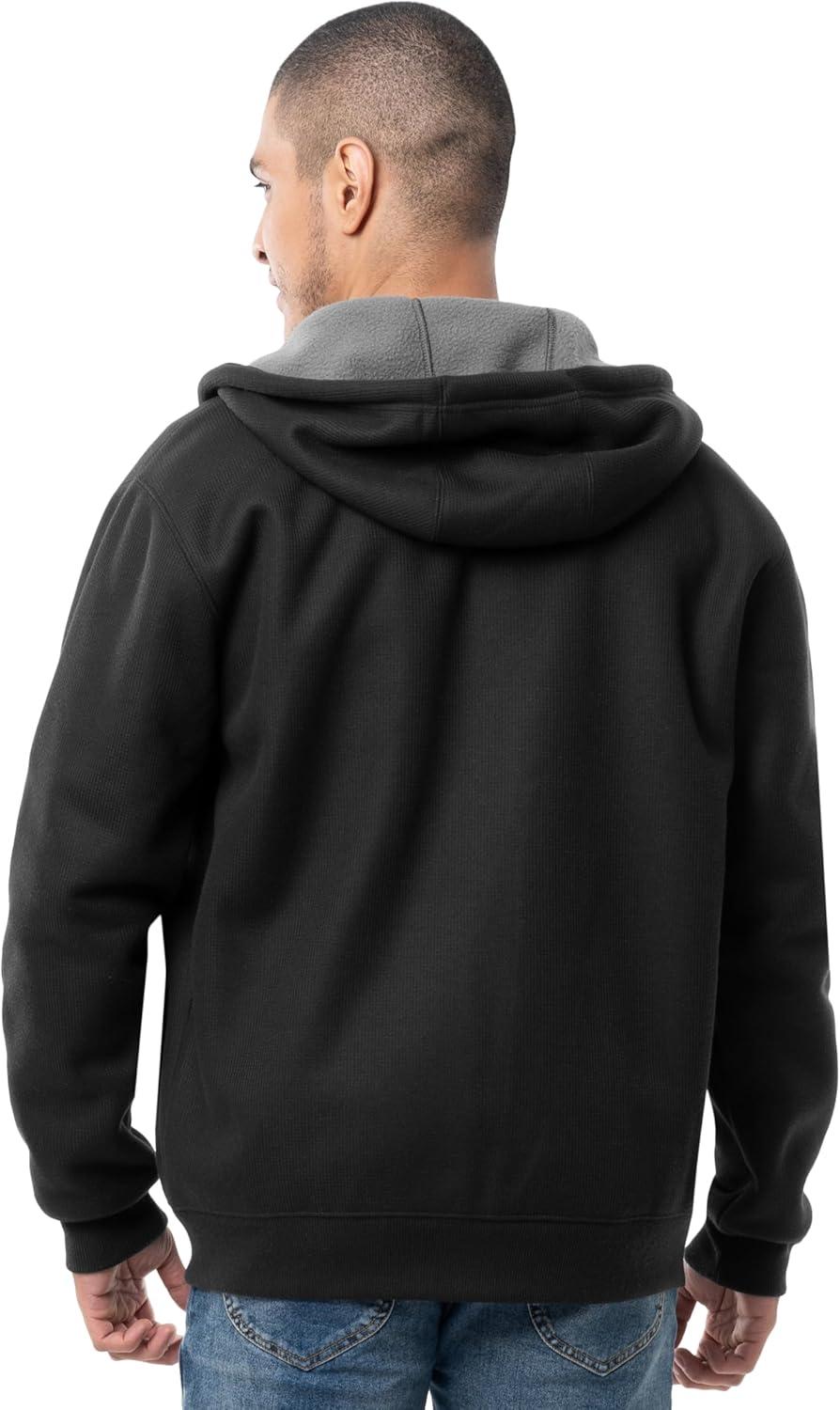 imageWrangler mens Thermal Sherpa Zip HoodieBlack HeatherGrey