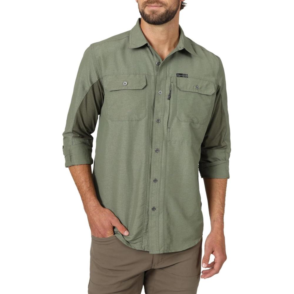 imageATG by Wrangler Mens Long Sleeve Mixed Material ShirtDusty Olive