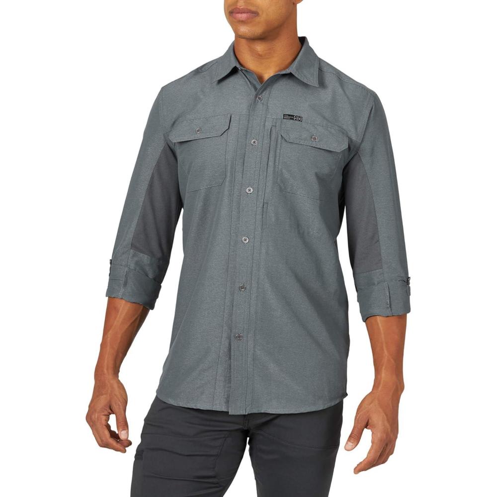 imageATG by Wrangler Mens Long Sleeve Mixed Material ShirtGrey