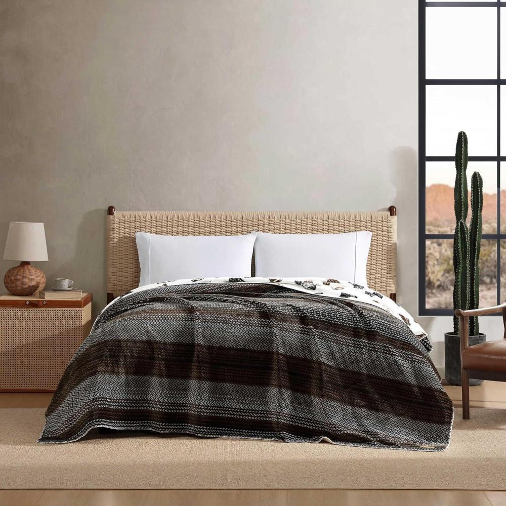 imageWrangler  Blanket Ultra Soft Plush Fleece Bedding Yellowstone Inspired Luxuriously Soft Bedding for Bed or Couch Jericho Peach Pink FullQueenNash Stripe Brown