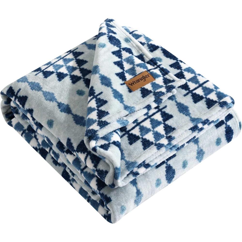 imageWrangler  Blanket Ultra Soft Plush Fleece Bedding Yellowstone Inspired Luxuriously Soft Bedding for Bed or Couch Jericho Peach Pink FullQueenWestin Blue