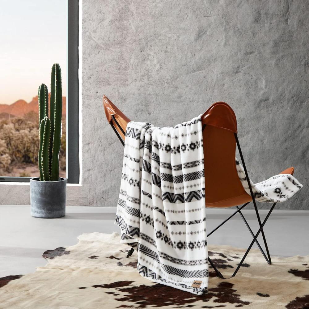 imageWrangler Throw Blanket Soft Plush Fleece Bedding Yellowstone Inspired Western Decor for Bed or Couch Canyon Ikat Blue 50quot x 60quotDiamond Trail Black