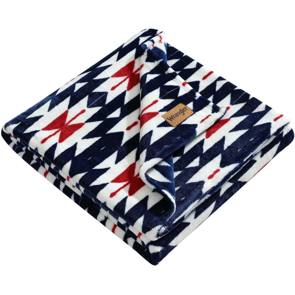 imageWrangler Throw Blanket Soft Plush Fleece Bedding Yellowstone Inspired Western Decor for Bed or Couch Knocking Boots Blue 50quot x 70quotNavajos Blue