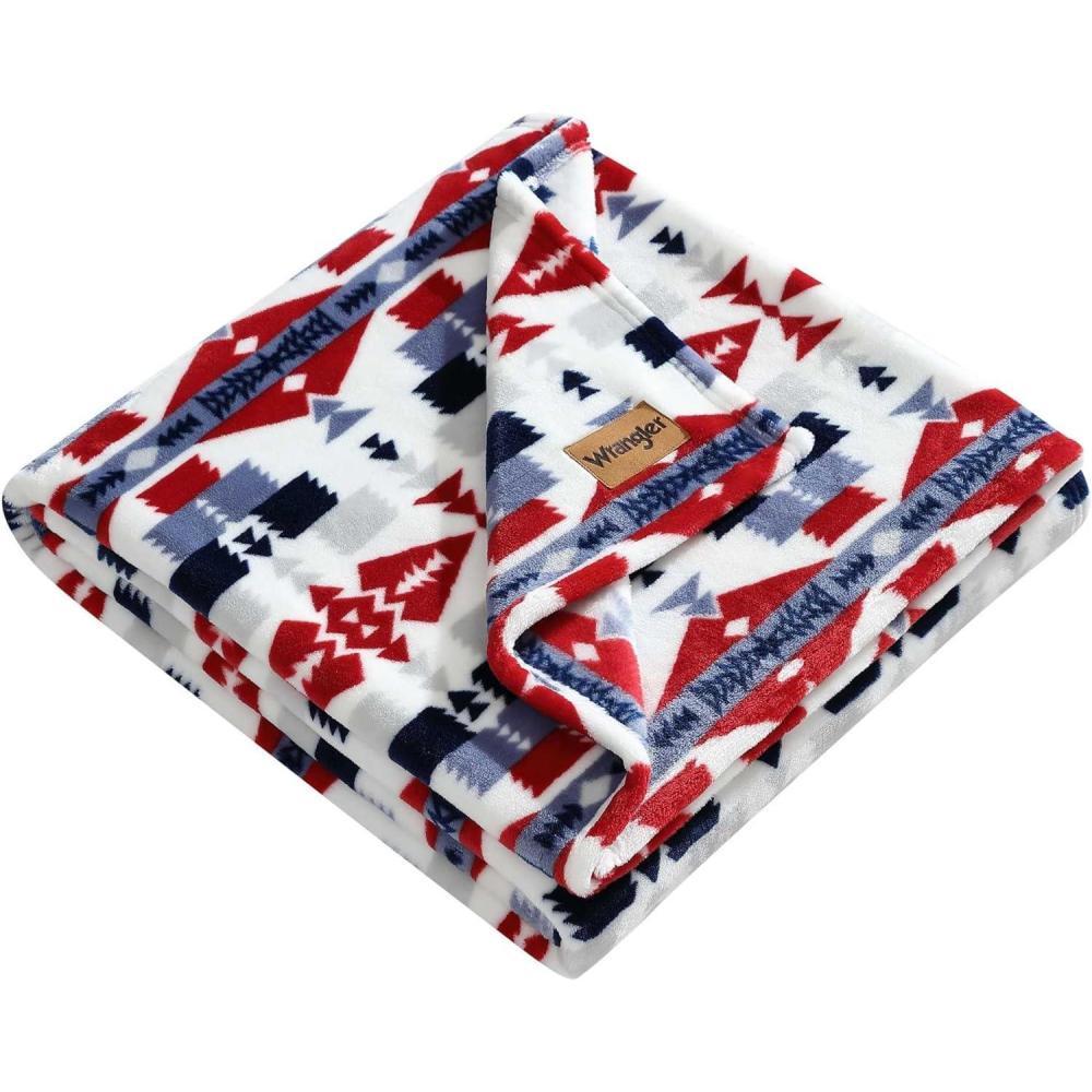 imageWrangler Throw Blanket Soft Plush Fleece Bedding Yellowstone Inspired Western Decor for Bed or Couch Knocking Boots Blue 50quot x 70quotNolan Blue