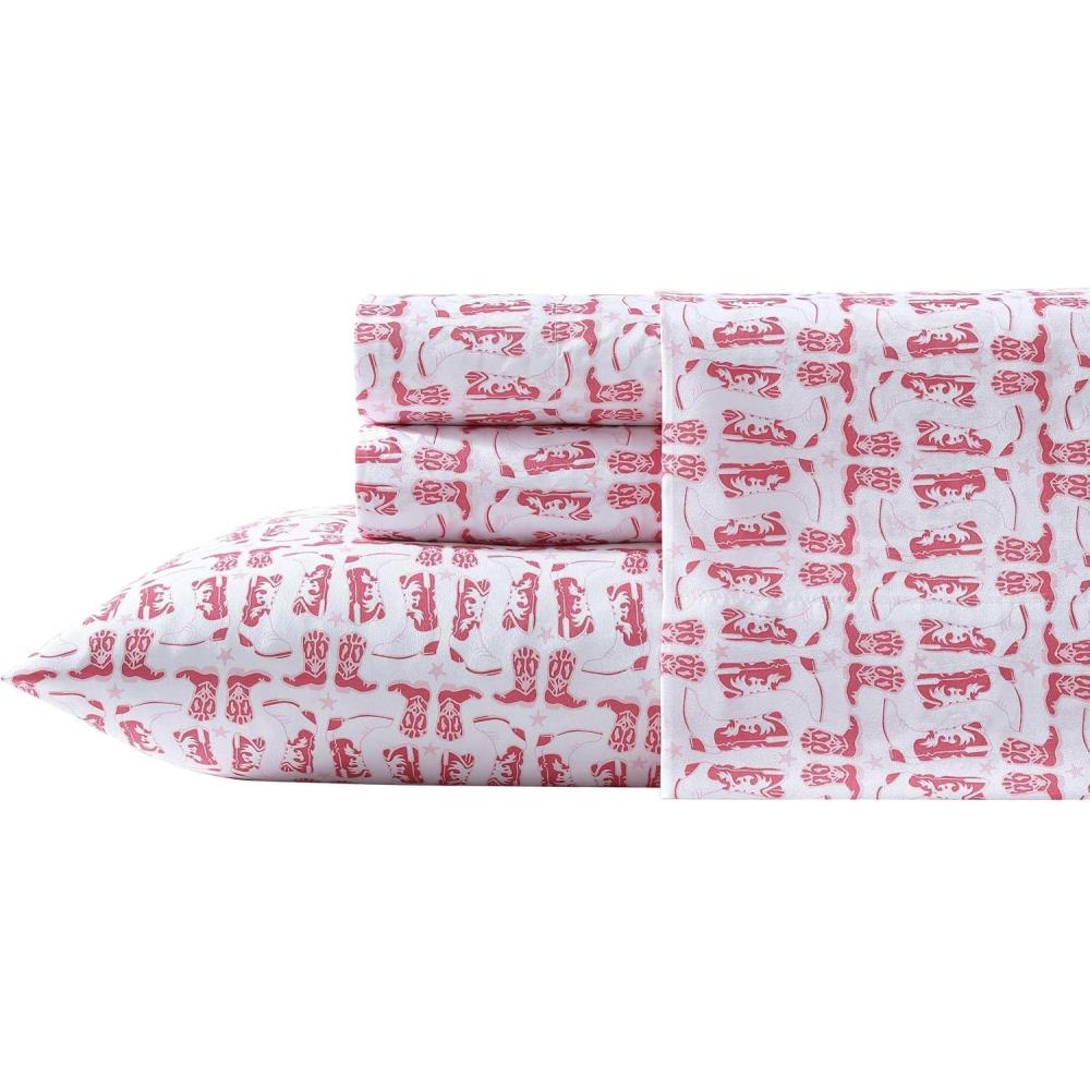 imageWrangler Twin Bed Sheets UltraSoft ampamp Lightweight Bedding with Matching Pillowcase Lightweight Bed Set for All Season Comfort OekoTex Certified Prairieland Paisley BlueKnockin Boots Pink