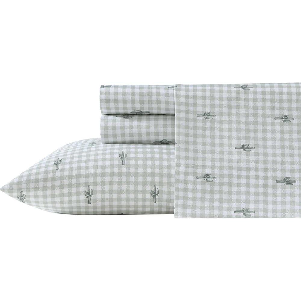 imageWrangler  Twin Bed Sheets UltraSoft ampamp Lightweight Bedding with Matching Pillowcase Lightweight Bed Set for All Season Comfort OekoTex Certified Prairieland Paisley BlueCactus Gingham Green