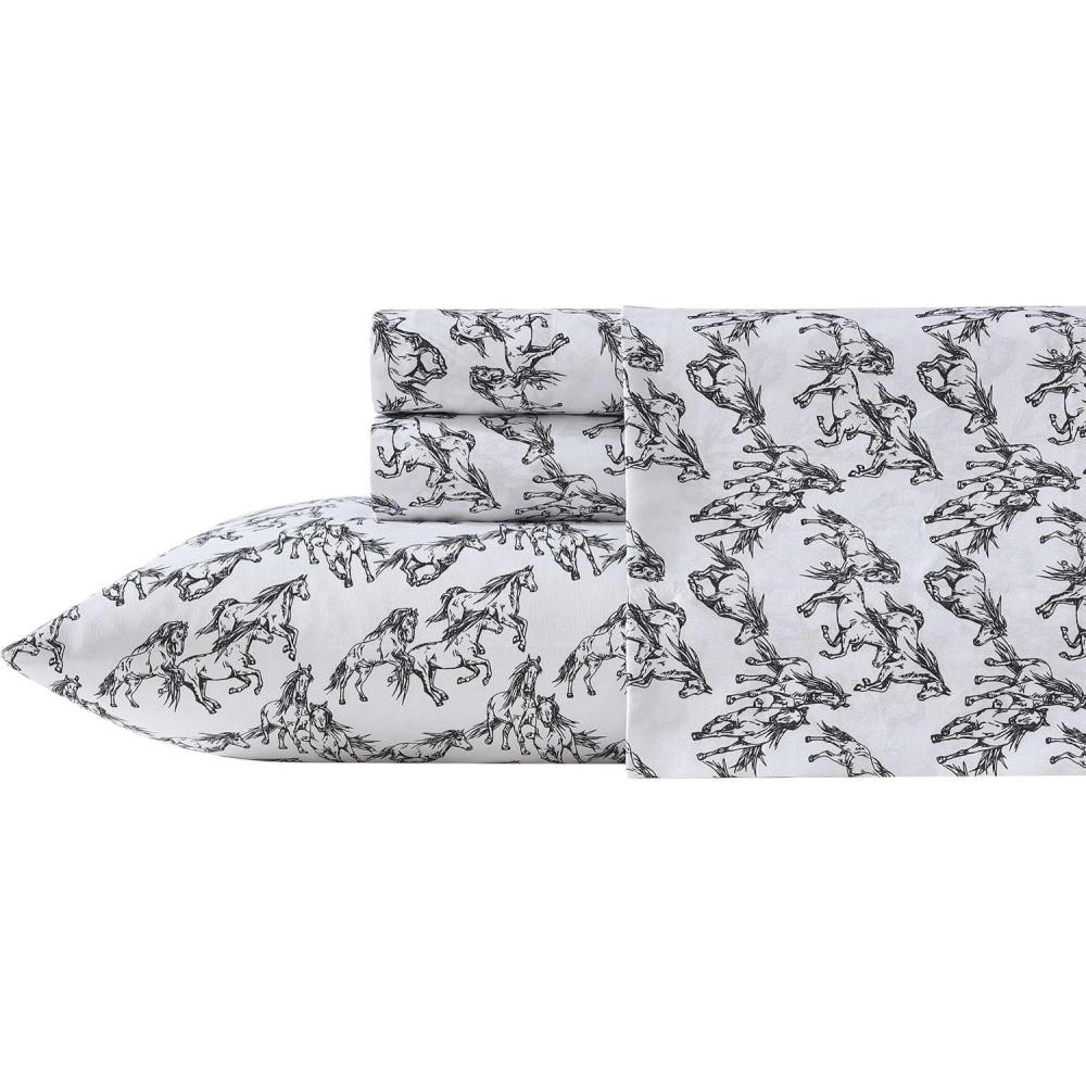 imageWrangler Twin Bed Sheets UltraSoft ampamp Lightweight Bedding with Matching Pillowcase Lightweight Bed Set for All Season Comfort OekoTex Certified Prairieland Paisley BlueMustangs Black