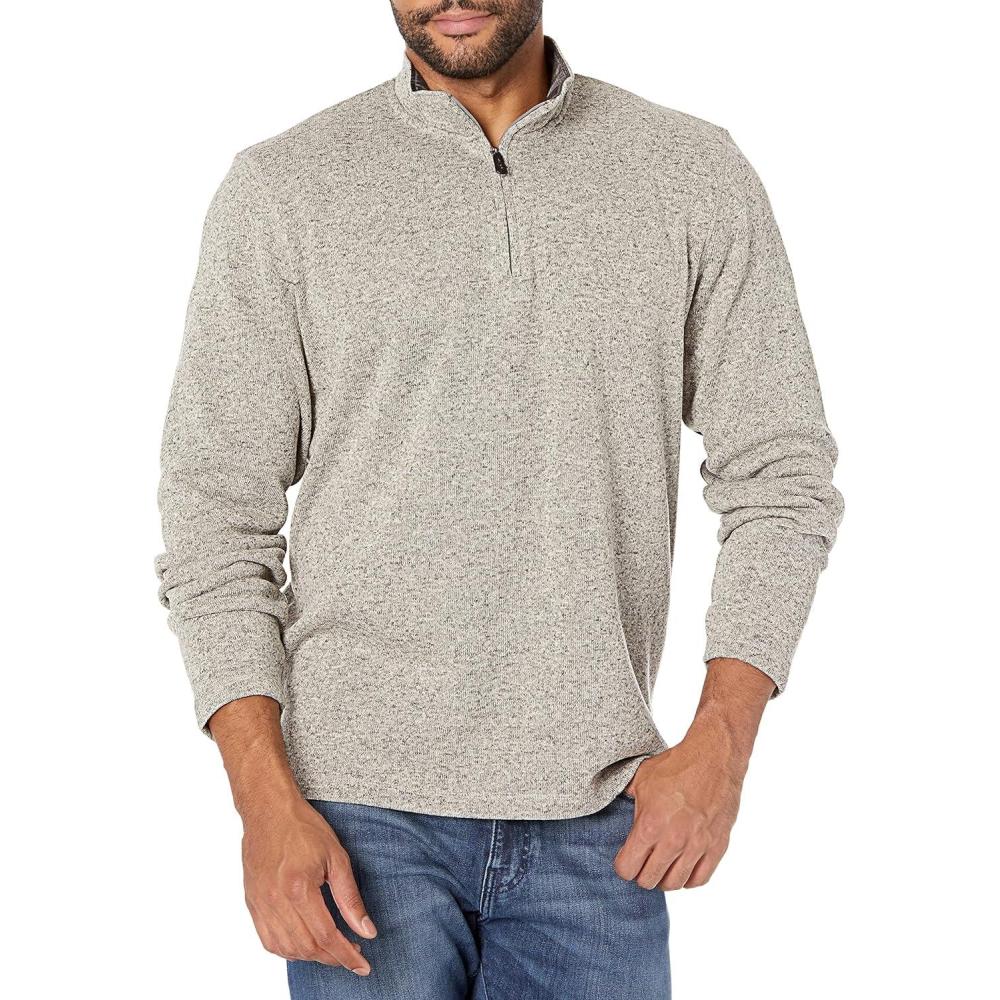 imageWrangler Authentics Mens Long Sleeve Fleece QuarterZipLight Heather Gray