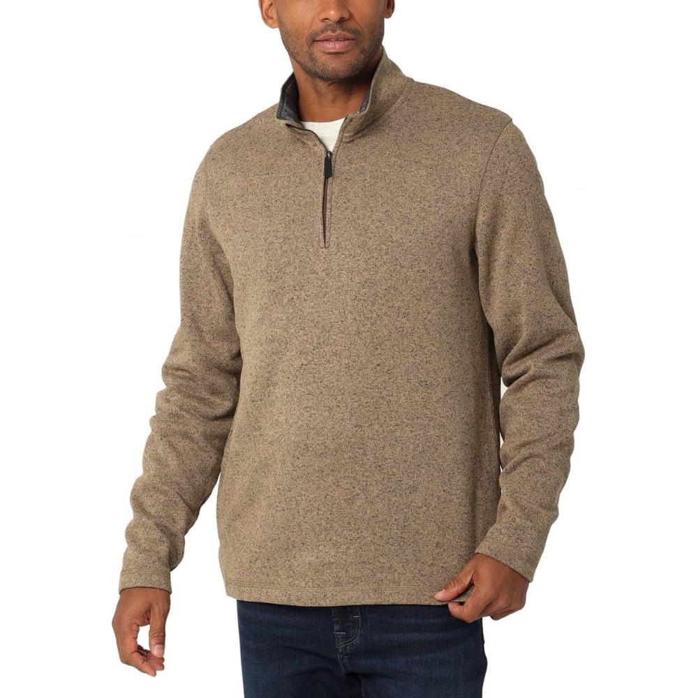 imageWrangler Authentics Mens Long Sleeve Fleece QuarterZipPetrified Oak