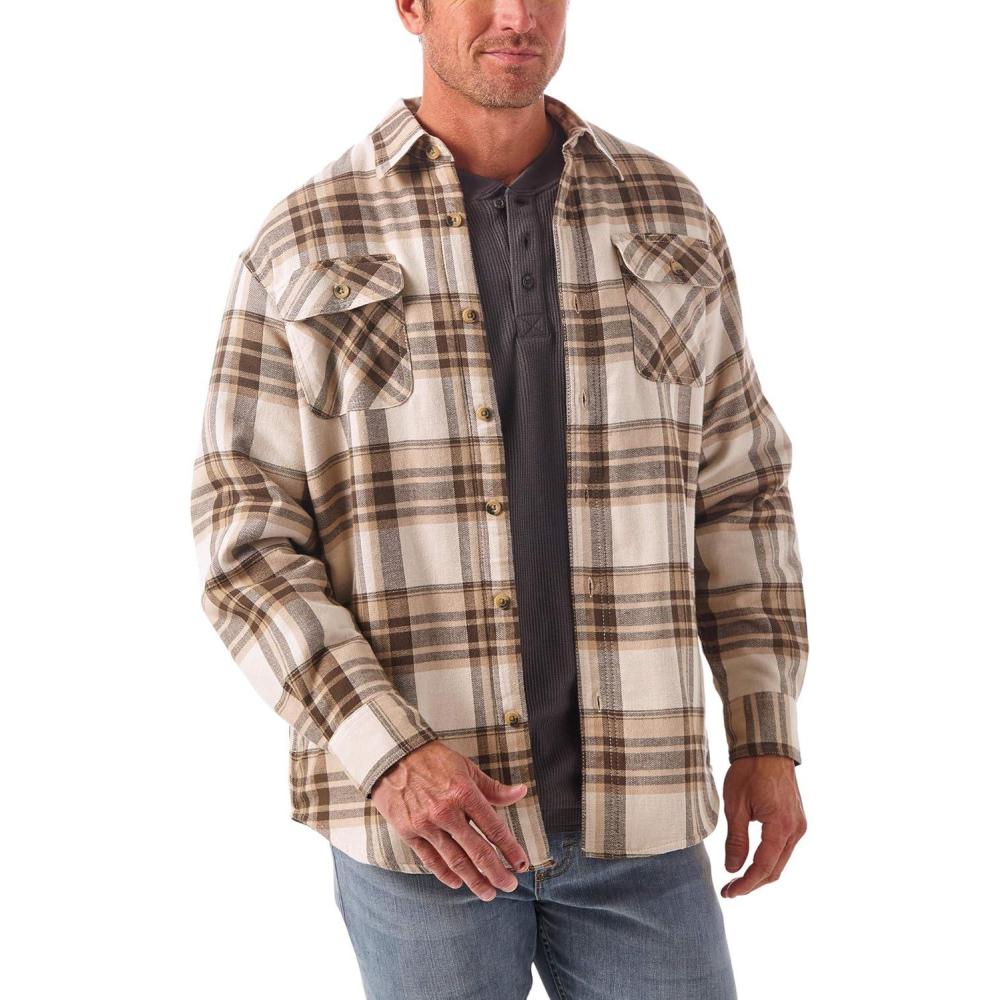 imageWrangler Authentics Mens Long Sleeve Sherpa Lined Shirt JacketBirch