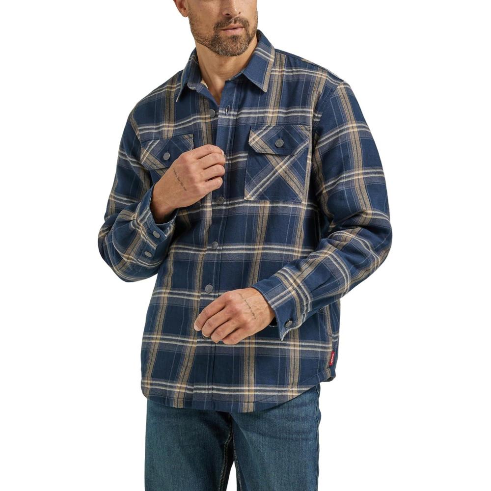imageWrangler Authentics Mens Long Sleeve Sherpa Lined Shirt JacketOmbre Blue
