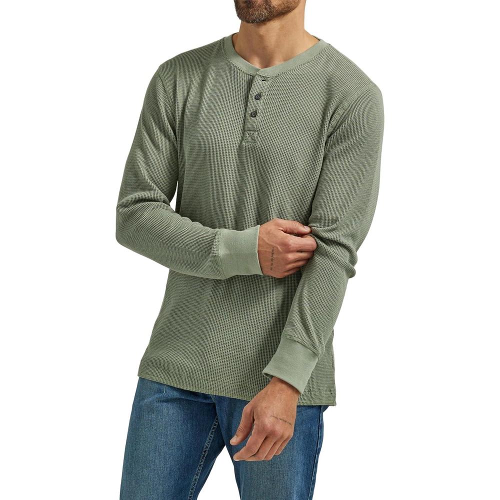 imageWrangler Authentics Mens Long Sleeve Waffle HenleySea Spray