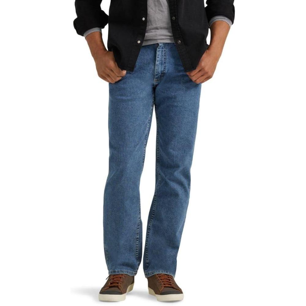 imageWrangler Authentics Mens Regular Fit Comfort Flex Waist JeanLight Stonewash