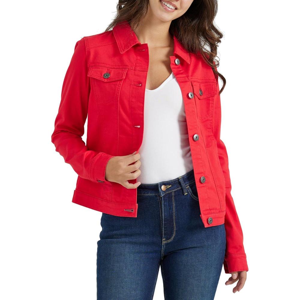 imageWrangler Authentics womens Stretch Denim JacketRed