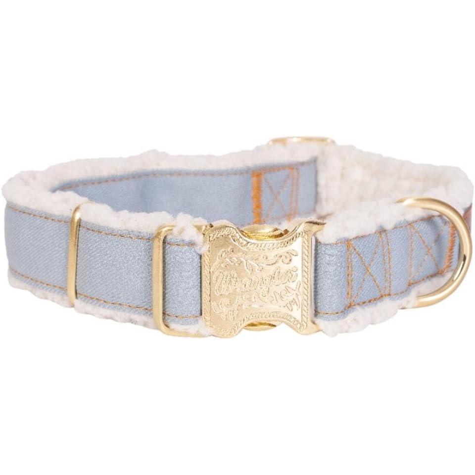 imageWrangler Dark Wash Denim and Sherpa Dog CollarMLight Wash Denim