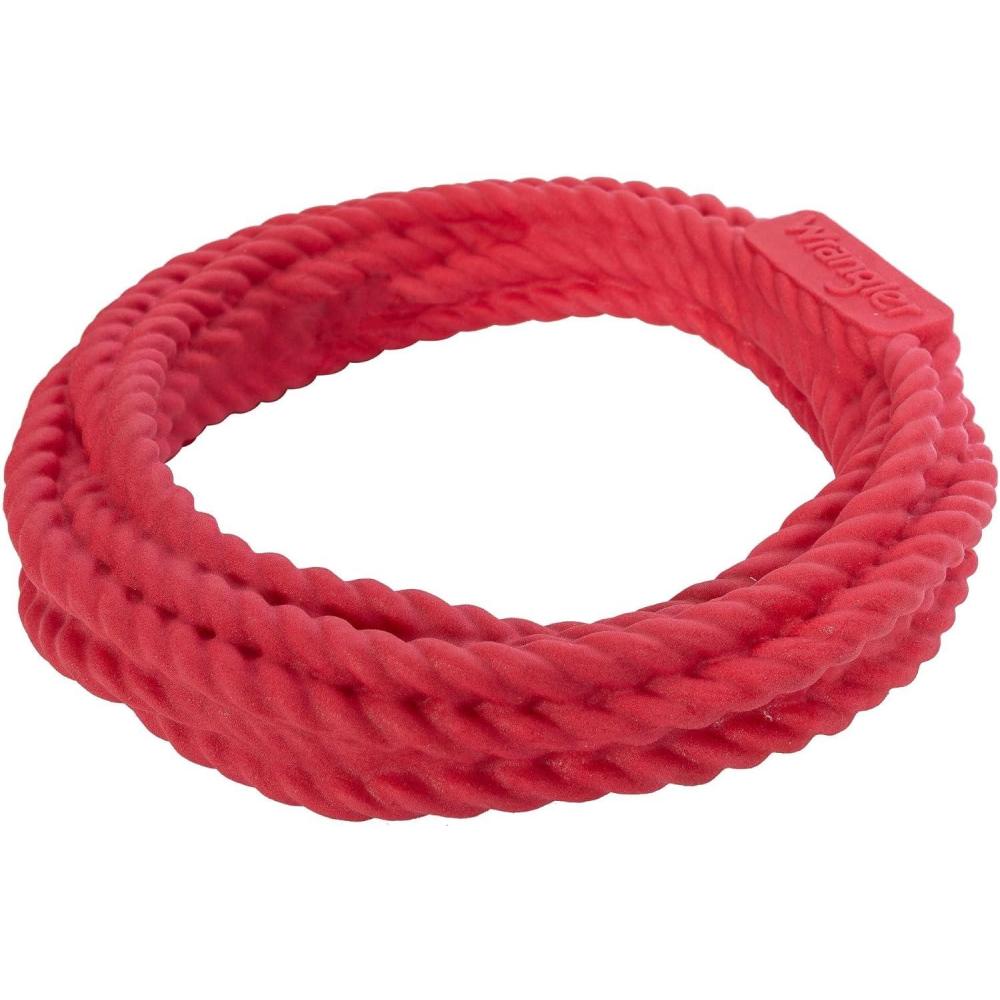 imageWrangler Foam Coiled Rope Dog Chew Toy  Scented Dog Rope Toy for Medium to Large Dogs  PetSafe Foam Toy for Tug ampamp Fetch  Promotes Healthy Chewing  IndoorOutdoor Play Black ChickenRed