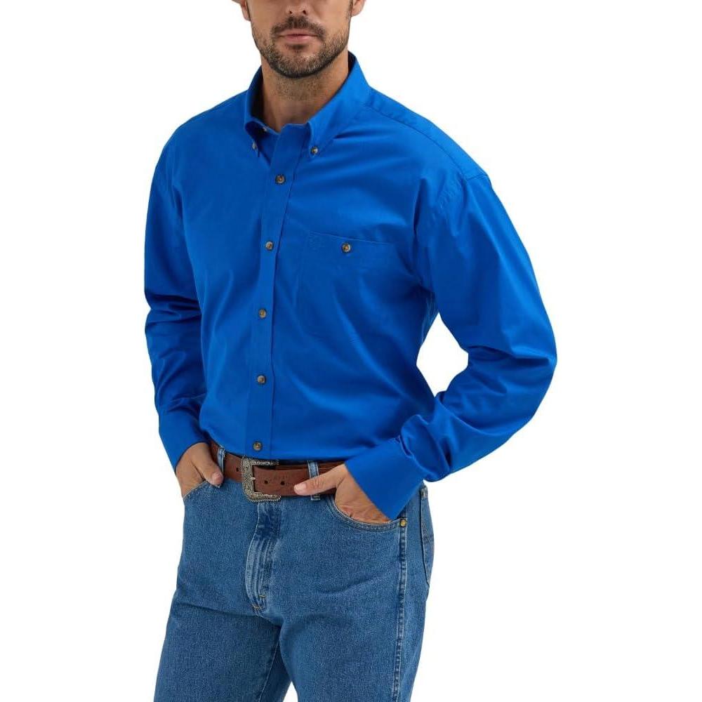imageWrangler George Strait Solid Black Button Down ShirtRoyal Blue