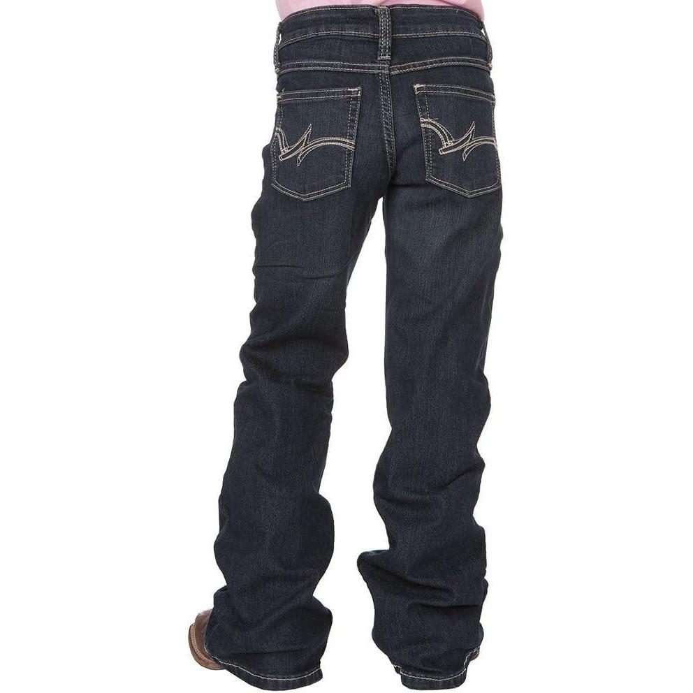 imageWrangler Girls Dark Wash Medium Blue Boot Cut JeansMedium Blue