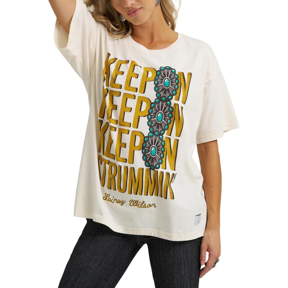 imageWrangler Lainey Wilson Keep On Keep On Tee ShirtKeep on Strummin