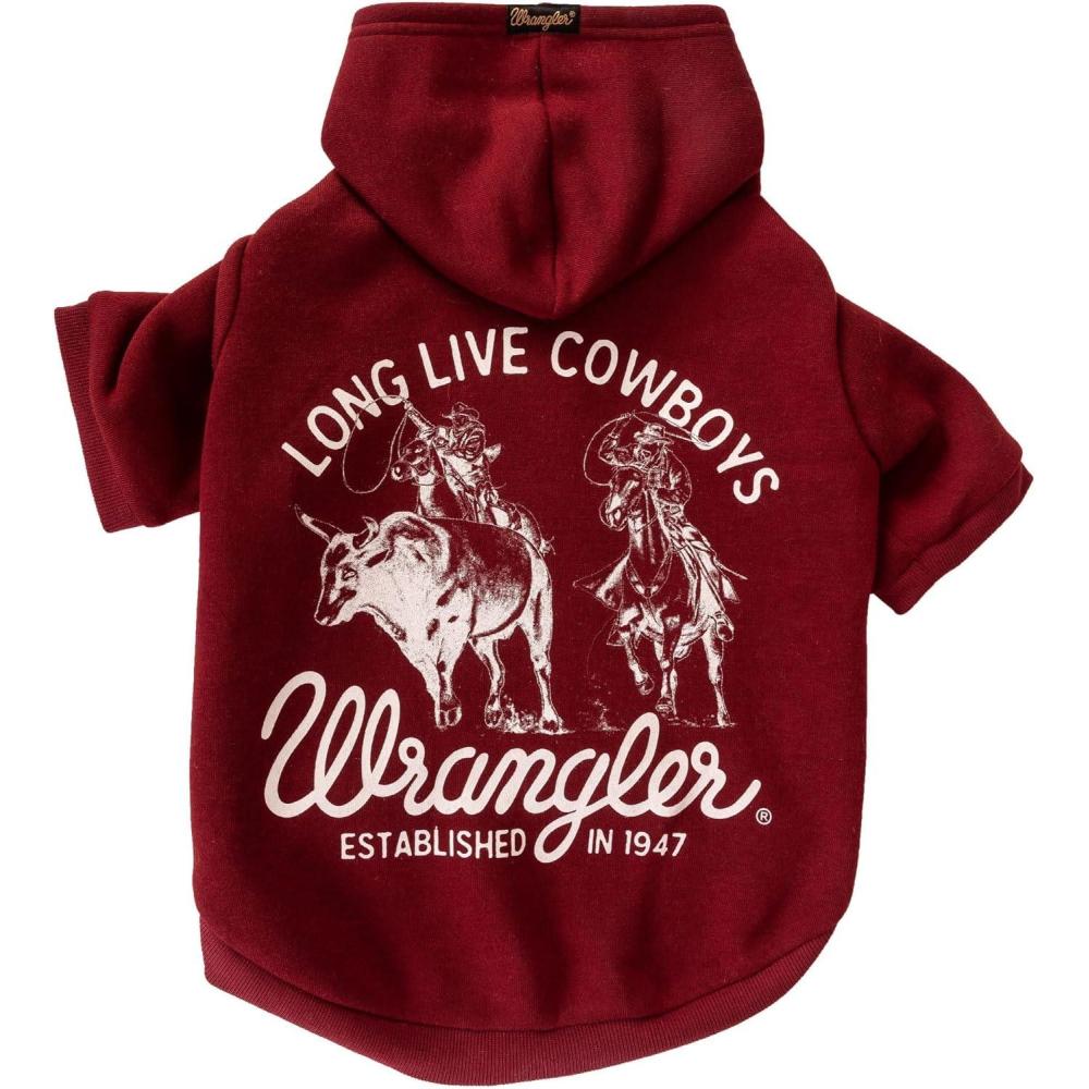 imageWrangler Long Live Cowboys Burgundy Dog Hoodie Maroon MXS