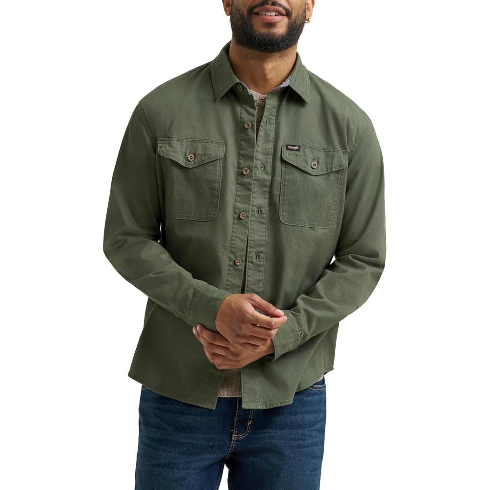 imageWrangler Mens Long Sleeve ShirtThyme Twill
