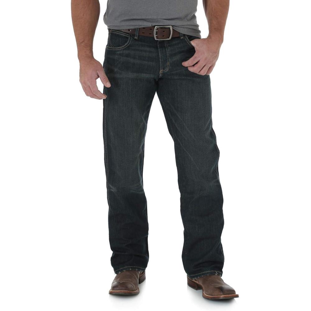 imageWrangler Mens Retro Limited Edition Relaxed Fit Boot Cut JeanWorn Black