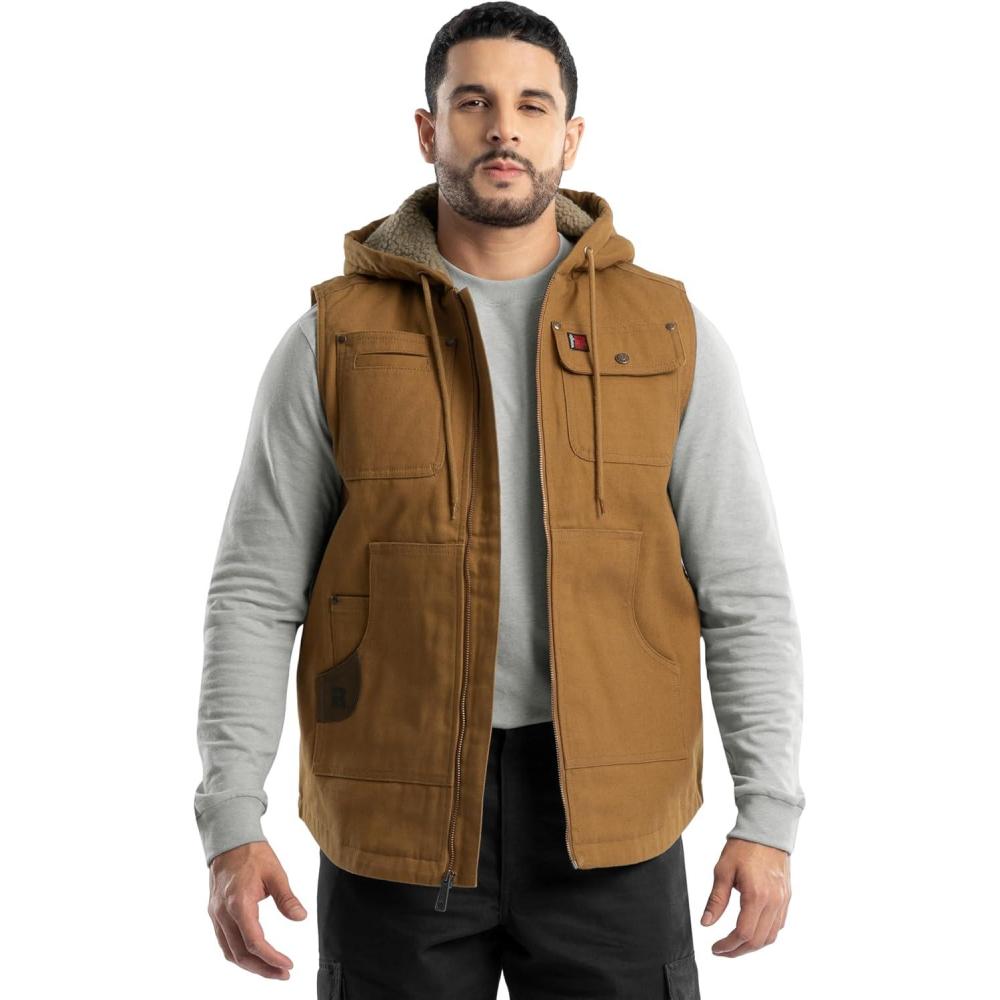 imageWrangler Mens Sherpa Lined Vest With HoodDuck