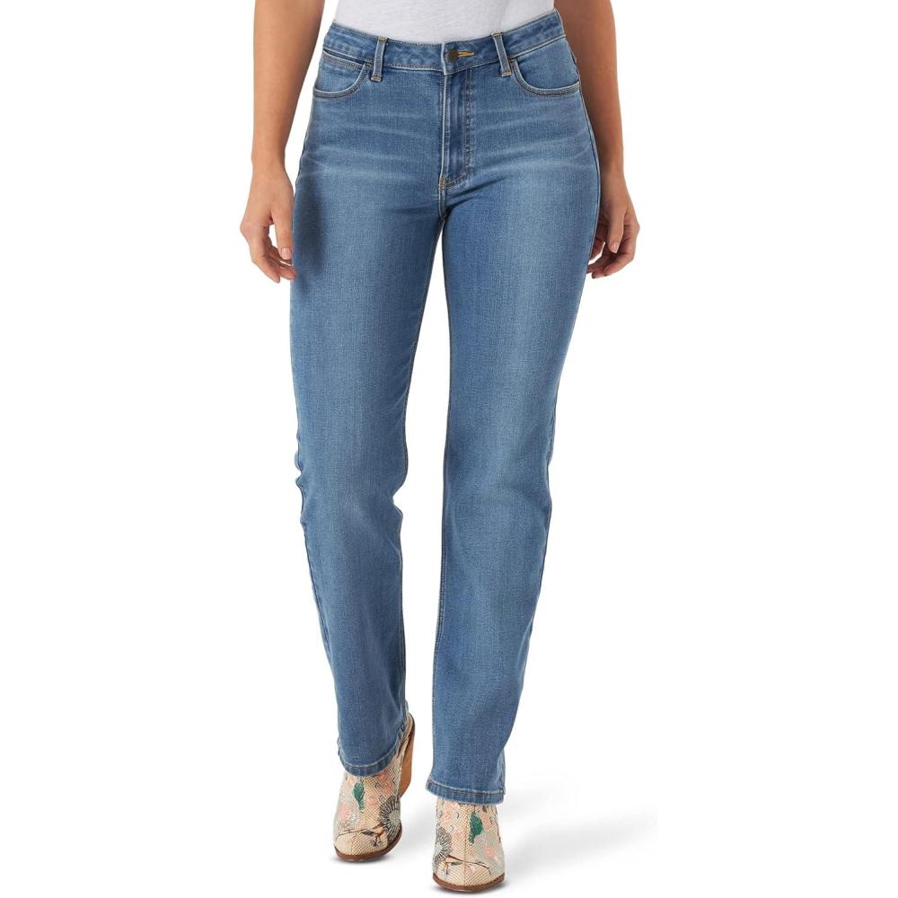 imageWrangler Womens High Rise True Straight Fit JeanRocky