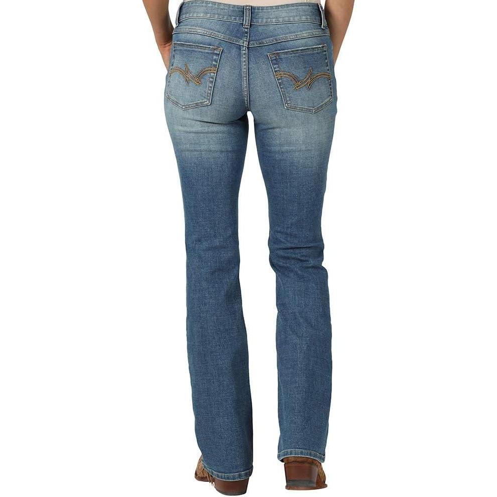 imageWrangler Womens Western Mid Rise Stretch Boot Cut JeanDeliah