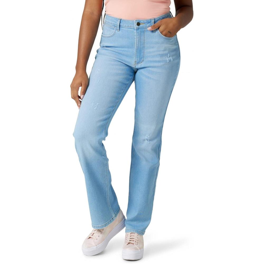 imageWrangler Womens Womens High Rise Bold Boot JeanSky Light