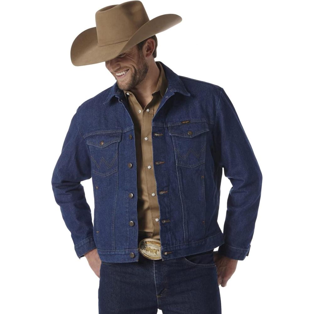 imageWrangler mens Cowboy Cut Western Unlined Denim JacketDenim
