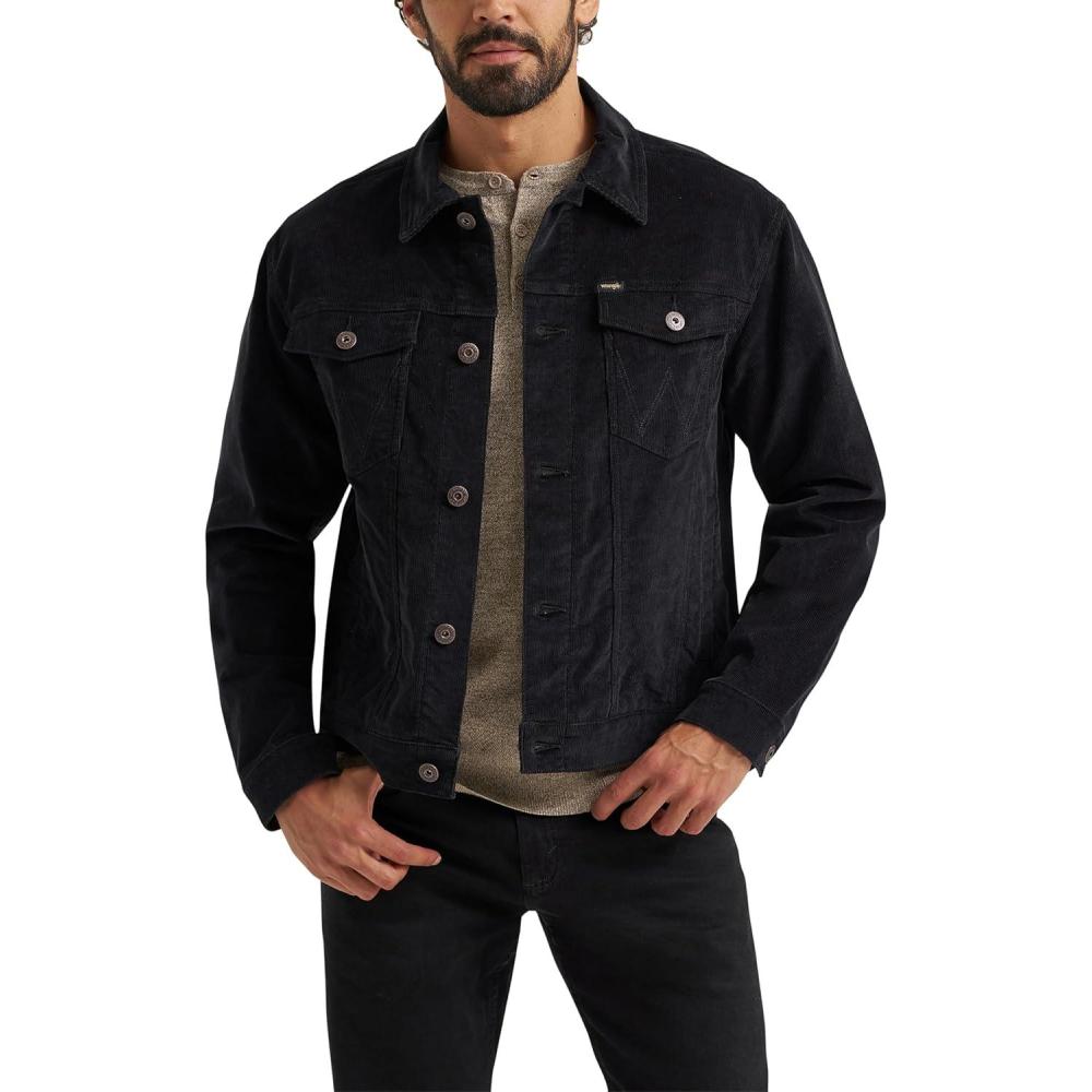imageWrangler mens Mens Corduroy Trucker JacketJet Black