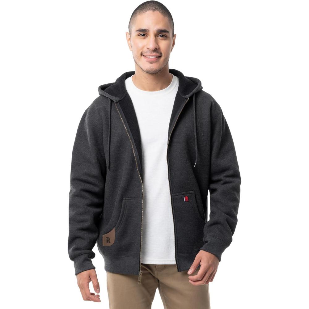 imageWrangler mens Thermal Sherpa Zip HoodieCharcoal HeatherBlack