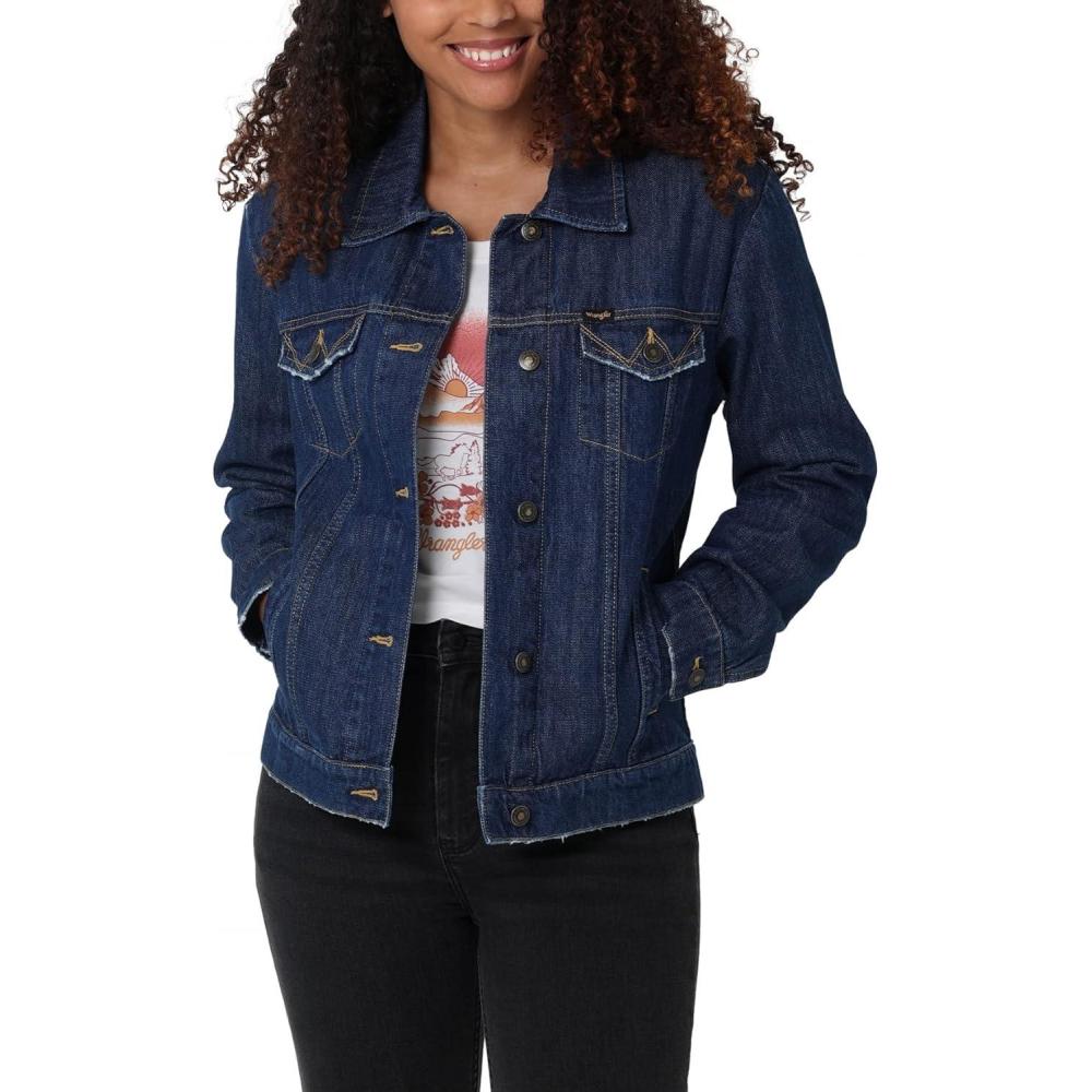 imageWrangler womens Relaxed Fit Memory Maker Jean JacketCrimson