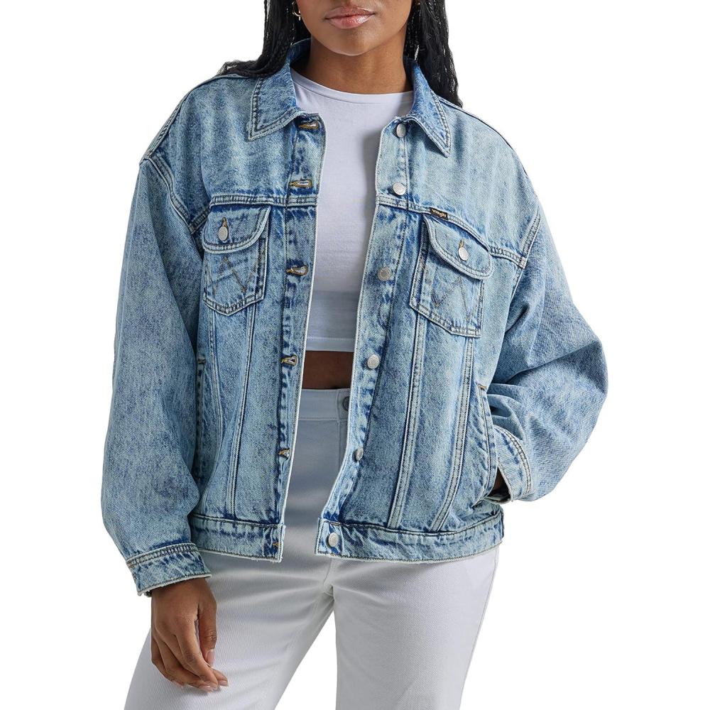 imageWrangler womens Womens Relaxed Fit Girlfriend Denim JacketMoonchild
