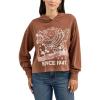 imageWrangler Western Womens Retro Cropped Hoodie Sweatshirt Cacao Nibs Large