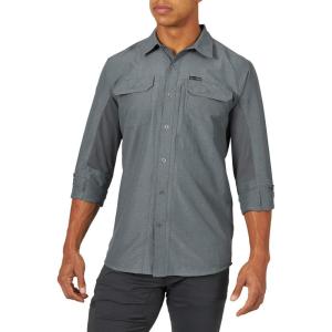 ATG by Wrangler Men’s Long Sleeve Mixed Material Shirt(Grey)