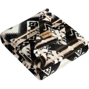 Wrangler – Throw Blanket, Soft Plush Fleece Bedding, Yellowstone Inspired, Western Decor for Bed or Couch (Canyon Ikat Blue, 50″ x 60″)(Jesse Brown)