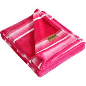 Wrangler – Throw Blanket, Soft Plush Fleece Bedding, Yellowstone Inspired, Western Decor for Bed or Couch (Canyon Ikat Blue, 50″ x 60″)(Saddle Stripe Pink)