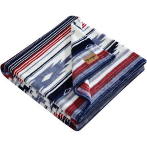 Wrangler – Throw Blanket, Soft Plush Fleece Bedding, Yellowstone Inspired, Western Decor for Bed or Couch (Knocking Boots Blue, 50″ x 70″)(Coyote Sands Blue/Red)