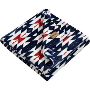 Wrangler – Throw Blanket, Soft Plush Fleece Bedding, Yellowstone Inspired, Western Decor for Bed or Couch (Knocking Boots Blue, 50″ x 70″)(Navajos Blue)