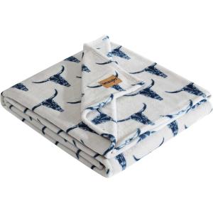 Wrangler – Throw Blanket, Soft Plush Fleece Bedding, Yellowstone Inspired, Western Decor for Bed or Couch (Knocking Boots Blue, 50″ x 70″)(Plains Creek Blue)