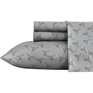 Wrangler – Twin Bed Sheets, Ultra-Soft & Lightweight Bedding with Matching Pillowcase, Lightweight Bed Set for All Season Comfort, Oeko-Tex Certified (Prairieland Paisley Blue)(Steer Skulls Grey)