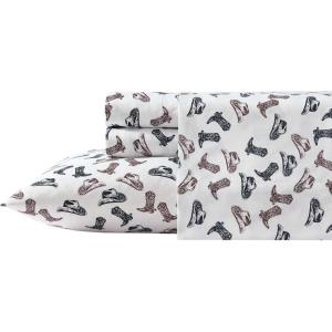 Wrangler – Twin Bed Sheets, Ultra-Soft & Lightweight Bedding with Matching Pillowcase, Lightweight Bed Set for All Season Comfort, Oeko-Tex Certified (Prairieland Paisley Blue)(Boots N Hats Black)