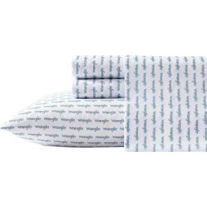 Wrangler – Twin Bed Sheets, Ultra-Soft & Lightweight Bedding with Matching Pillowcase, Lightweight Bed Set for All Season Comfort, Oeko-Tex Certified (Prairieland Paisley Blue)(Stamped Logo Blue)