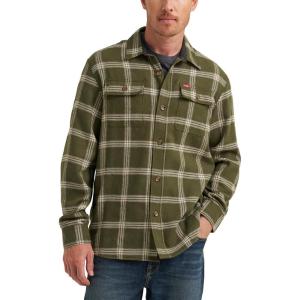 Wrangler Authentics Men’s Long Sleeve Flannel Shirt Jacket(Forest Night Plaid)