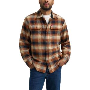 Wrangler Authentics Men’s Long Sleeve Flannel Shirt Jacket(Glazed Ginger Plaid)